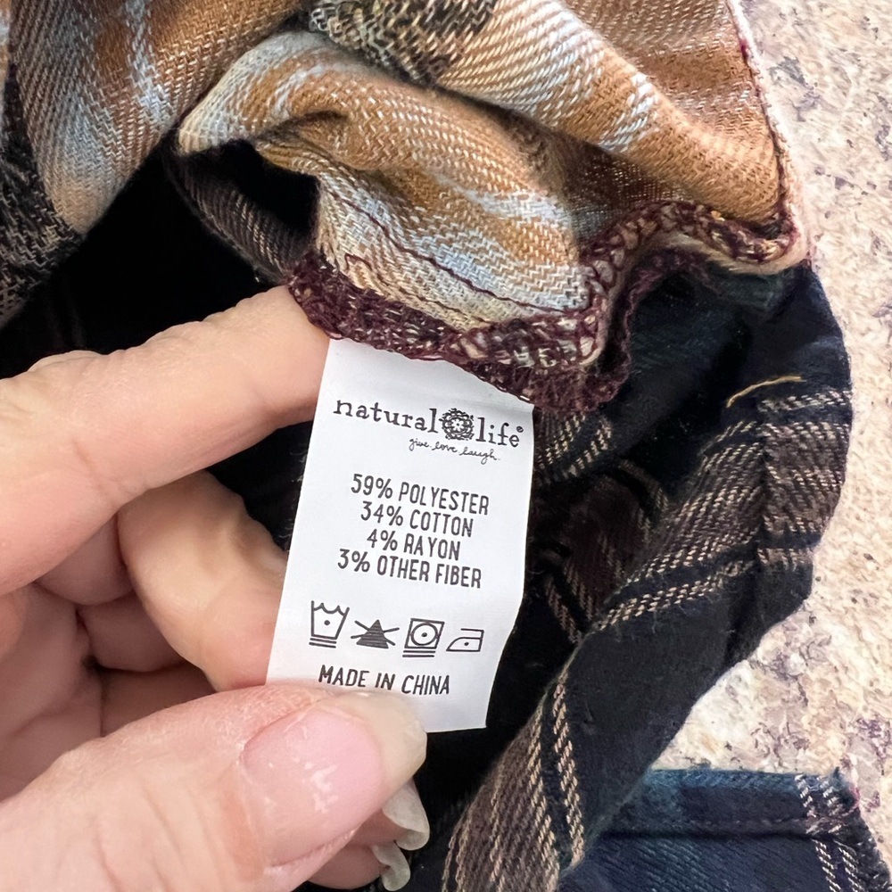 NWT Natural Life Elliott Plaid purple Button-Up oversized soft Shirt L/XL - Picture 8 of 12